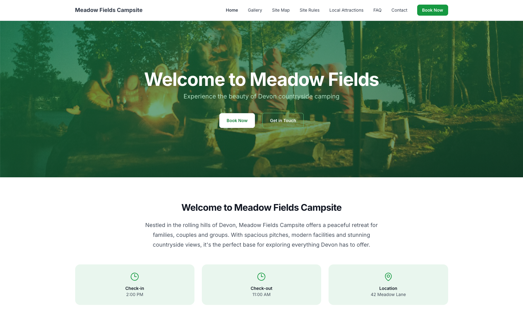 Professional campsite website builder with online booking